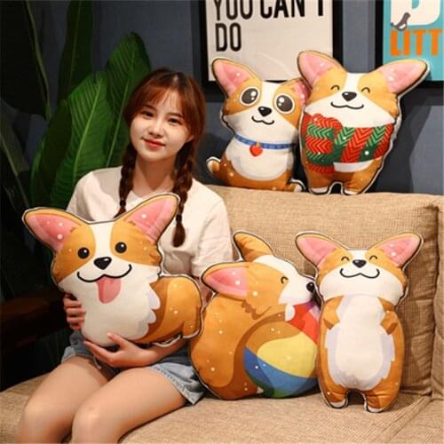 Cute Corgi Dog Plush Toy Stuffed Soft Animal Shiba Inu Chai Pillow Cartoon Christmas Gift for Kids Children Girls