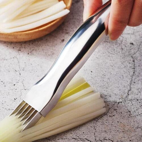 Multifunction Stainless Steel Kitchen Tool Shredded Onion Knife Cutter SlicerStainless steel curved handle saving effort durable