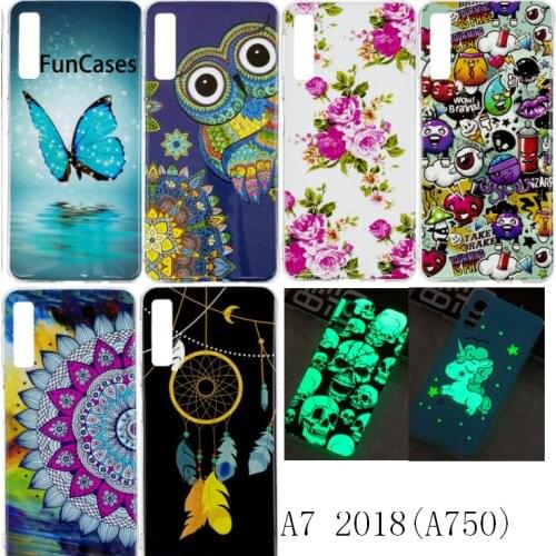 Soft TPU Luminous case For Samsung Galaxy A7 2018 Cartoon Silicone Slim Protective back cover For samsung a7 2018 A750 shell