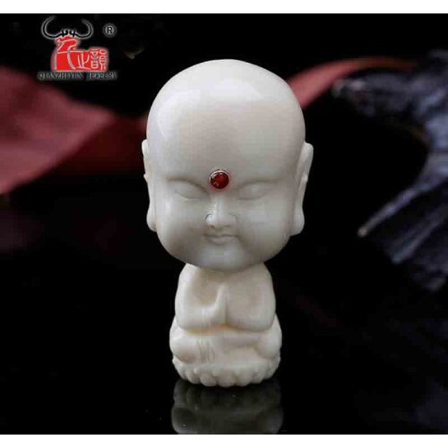 Natural deer horn carving good fortune tong zi three - way Buddha head DIY jewelry accessories