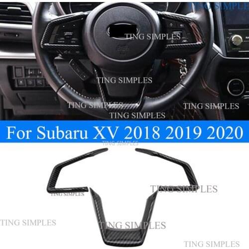 For Subaru Crosstrek Forester Impreza XV 2018 2019 2020 Carbon Fiber Steering Wheel Trims Cover abs chrome accessories
