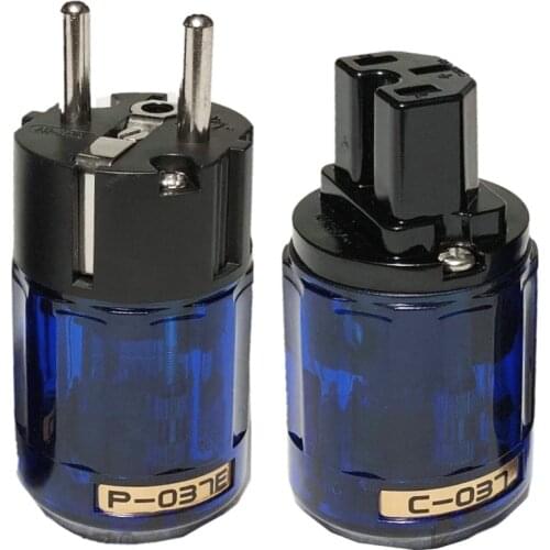 Oyaide HIFI C-037 P-037E Schuko Europe EU Power Plug Rhodium Plated IEC Audio Connector Female-Male MATIHUR audio