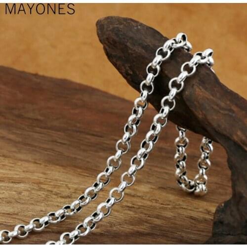 5mm Thick 100% Real Pure 925 Sterling Silver Necklace for Pendant men Thick long Chain Men Gift Thai silver Retro Chain