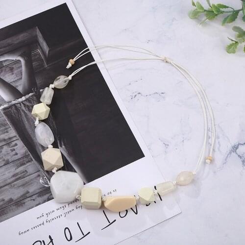 Resin Wood Beaded Pendant Necklace Accessories Fashion Chunky Vintage Women Girls Bijou Long Rope Chain Jewelry 2020 Love Gift
