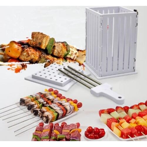 Barbucue Kebab Tools Stainlee Steel Stick Plastic Meat Cutting White Box Simple Skewer Makers Kabob Tools BBQ Box 36Holes 1set