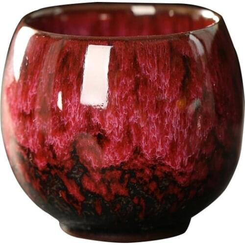 Kiln Baked Tea Cup Ceramic Kung Fu Tea Set Single Cup Temmoku Glaze Jianzhan Master Cup Teacup Egg-Shaped Small Tea cups 110ml