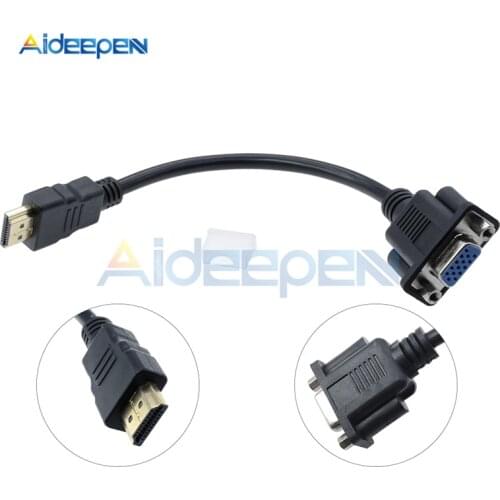 HDMI Male to VGA Female HD Converter Adapter Cable Audio Cable Converter 10.2 GB/S HDMI Male To VGA 15 Pin For PC Laptop TV Box