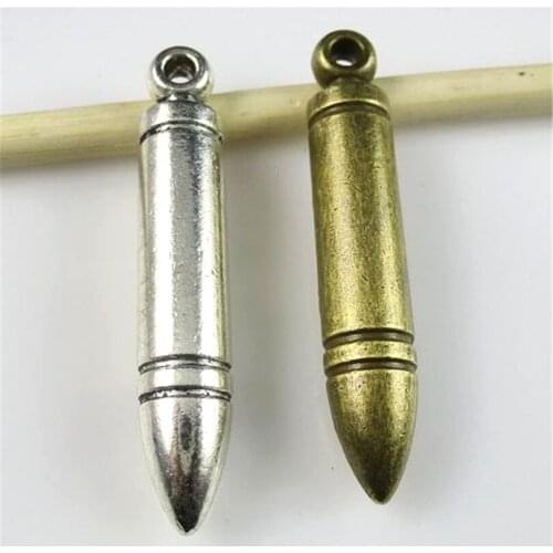 2pcs Pendant 3D Bullet 3D Gun Bullet Charm Pendants For Jewelry Making Antique Silver 3D Bullet Pendants 11216