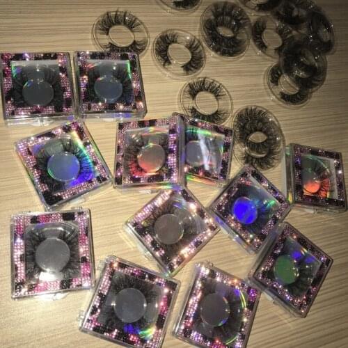 25mm Cruelty Free 3D Mink Eyelash with Pink Rhinestone Box Custom Eyelash Packaging Drop Shipping Eyelash Vendor