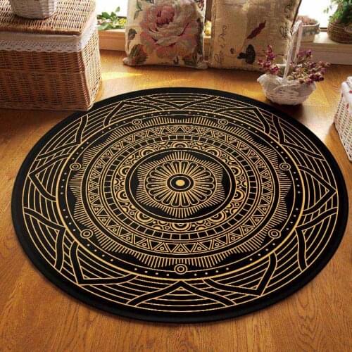 Retro Area Rugs Geometric Round Carpet Living Room Rug Floral Floor Mats Door For Prayer Bedroom Anti-slip