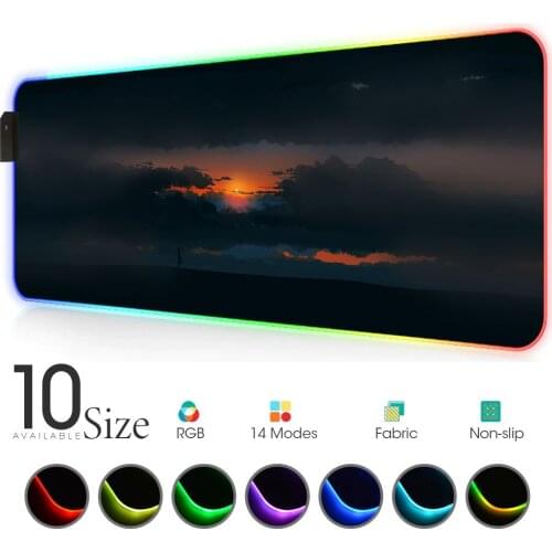 Sunset RGB Mouse Pad Black Sky Gamer Accessories LED MousePad Large keyboard pad Gaming PC Desk Play Mat with Backlit Mause Pad