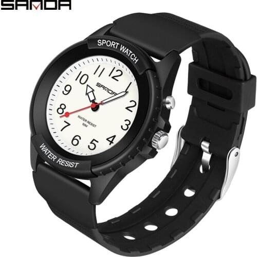 SANDA Relogio Masculino Fashion Casual Mens Watches Simple Letters Casual Resin Waterproof Quartz Wristwatches Man Clock 6018