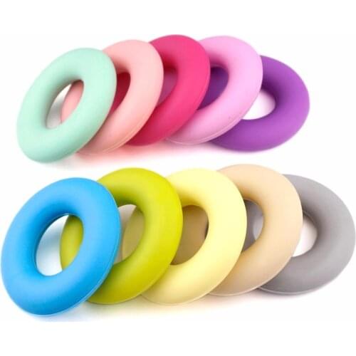 Sutoyuen 43mm BPA Free Silicone Beads 50 pcs Loose Round Donut Teething Ring Beads DIY Baby Teether Jewelry Toys Accessories