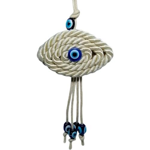 Blue Evil Eye Wall Hanging Ornament Turkish Evil Eye Bead Cream 22cm Length 1 And 5 Pieces