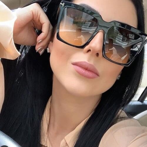 Vintage Letter Square Frame Sunglasses For Women New Luxury Brand Black Tea Sun Glasses Men Retro Gradient Green Leopard Shades