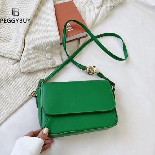 Thick Chain Design Candy Color Small PU Leather Flap Crossbody Shoulder Bags For Women 2021 Beautiful Fashion Ladies Handbags