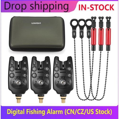 Lixada Fishing Bite Alarms Chain Alert Swinger Set Digital Fishing Alarm Kit LED Alarm Indicator Sound Alert Fishing Swinger