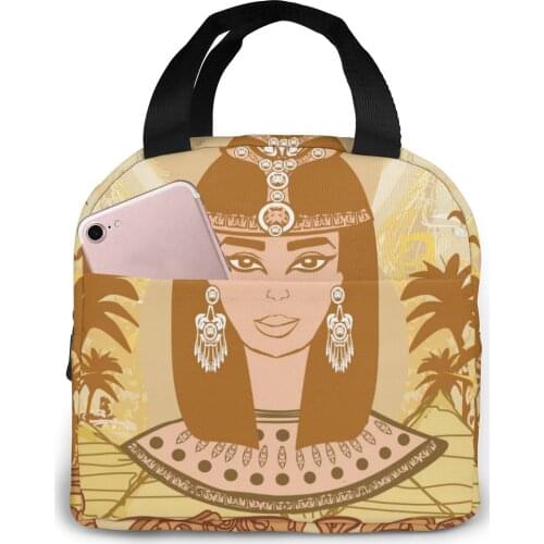 Vintage Egyptian Queen Cooler Lunch Box Portable Insulated Lunch Bag Thermal Food Picnic Lunch Bags