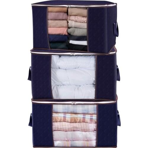 Large Capacity Clothes Storage Bag Organizer with Reinforced Handle Thick Fabric ，Foldable with Sturdy Zipper, Clear Window