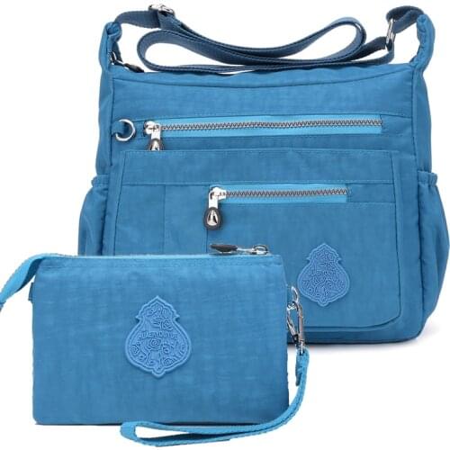 High quality Women Shoulder Messenger Bag Ladies Handbags Female Crossbody bags Waterproof Nylon Travel Purses Bolsas 2Pcs/Set