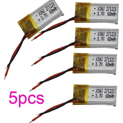 XINJ 5pcs 3.7V 60 mAh lithium polymer battery li po cell 271221 For 3D classes mp3 Record pen bluetooth earphone speaker watch