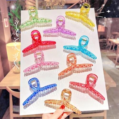 1PC Korean Solid Large Hair Claws Elegant Acrylic Hairpins Barrette Crab Hair Clips Headwear for Women Girls Hair Accessories