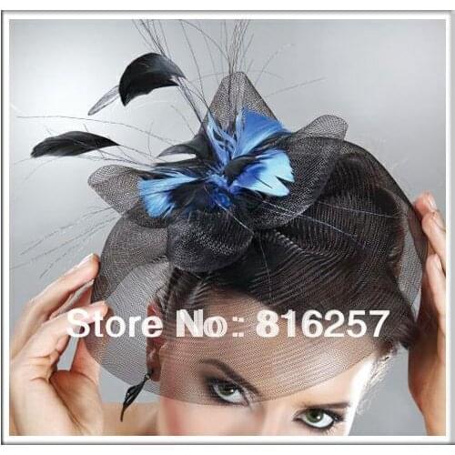 Blue Crinoline Fascinator Hat High Quality Women Wedding Party Fasinctor Headwear Bridal Hair Accessoires,FS12