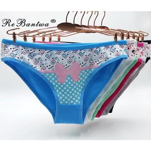 Wholesale 2019 Sexy Panties cotton calcinha 10pcs Lot Bowknot Cute Girls Printted Women Underwear Low Waist Briefs New Lingerie