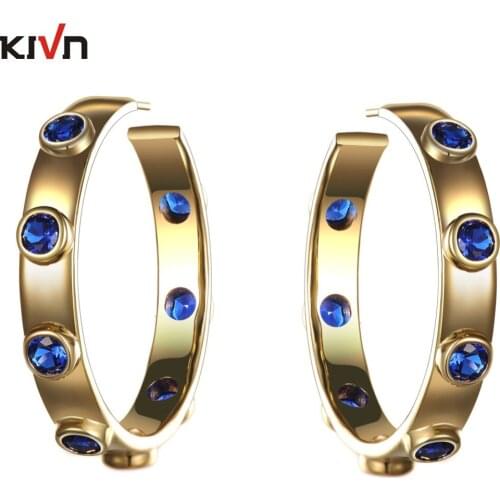 Womens Fashion Jewelry Simple Blue CZ Cubic Zirconia Hoop Wedding Bridal Earrings Birthday Christmas Gifts 10pcs Lot Wholesale
