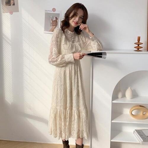 Women Cottagecore Dress Summer Fall Black Dress Slim Body Fairy Clothes Palace Style New Embroidery Lace Dress Lace Hollow Skirt