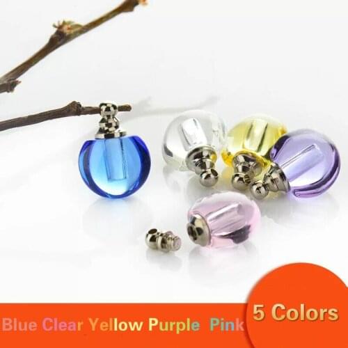 1/2/3/4/5PCS Apple Small Crystal Glass vial pendant charms name on rice art Perfume Essential oil charms necklace pendant gift