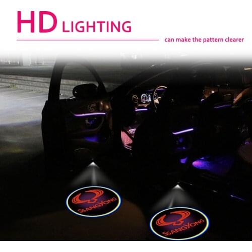 2Pcs Car decoration HD Welcome Light Door Wireless Ghost Shadow Lamp For SsangYong Actyon Turismo Rodius Rexton Korando Kyron