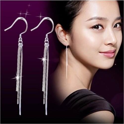 2018 Fashion Silver Color Earrings Exaggerated Tassel Earrings Three Lines Long Drop Water Design Women Ear Jewelry Wholesale