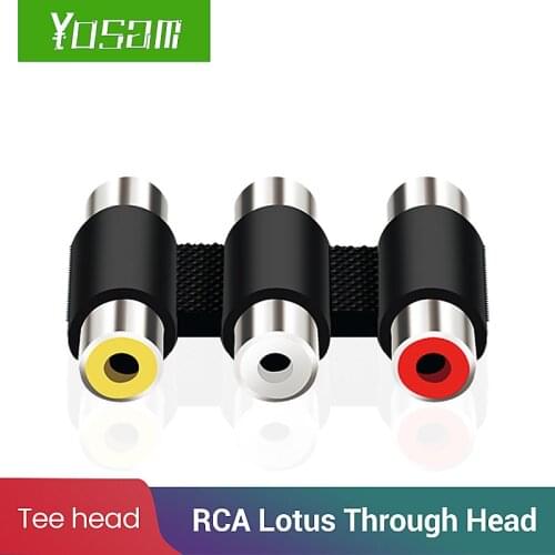 YOSAM 3RCA lotus female-to-female adapter 2RCA audio and video adapter connect various audio equipment