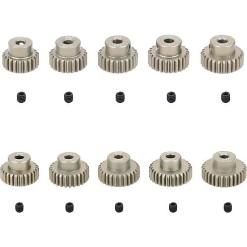 Aluminium Metal Motor Gear 5PCS 48DP 3.175mm Metal Pinion Motor Gear Set for 1/10 RC Car Truck