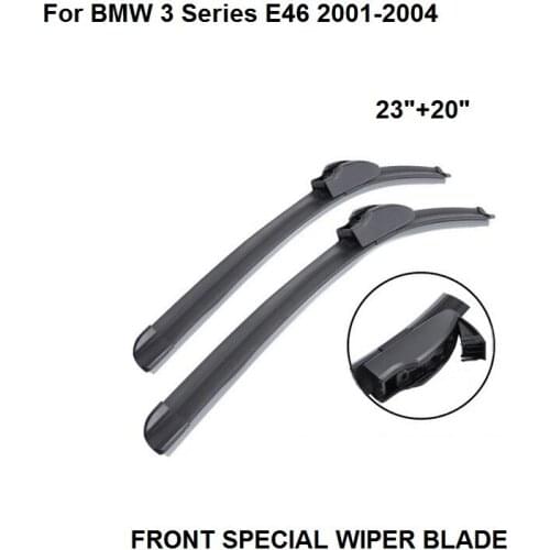 Car Front Special Wiper blades For BMW 3 Series E46 (2001-2004), 23"+20" standard hook, bracketless, windscreen