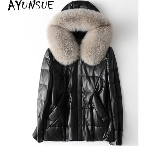 AYUNSUE Winter Genuine Leather Jacket Women Clothes 2020 Real Fox Fur Collar Sheepskin Coat Female Down Jackets HQ20-SDY2101B KJ