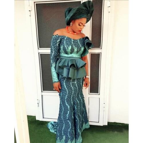 Teal Green African Sequins Lace Fabric 2020 High Quality Nigerian French Net Lace 3D Cord Laces Fabrics For Party Dress S1798