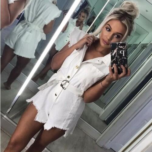 BKLD Summer Women Fashion Casual Denim Jeans Jumpsuits And Rompers 2019 Clubwear New Women Short Playsuits Button Jeans Rompers
