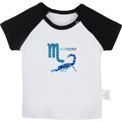 Constellation Scorpio Sagittarius Aquarius Design Newborn Baby T-shirts Toddler Graphic Raglan Color Short Sleeve Tee Tops