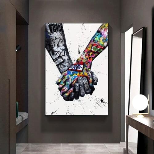 Graffiti Art Painting Print on Canvas Art Posters and Prints Wall Art Lover Tattoo Hand Picture for Living Room Home Decor