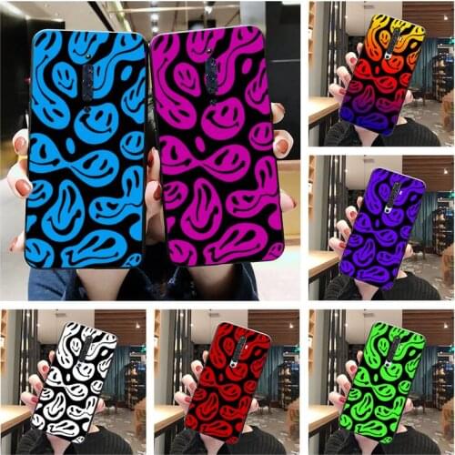 Distorted Exaggerated Smiley Hippie Phone Case For Oppo A5 A9 2020 Reno2 z Renoace 3pro A73S A71 F11