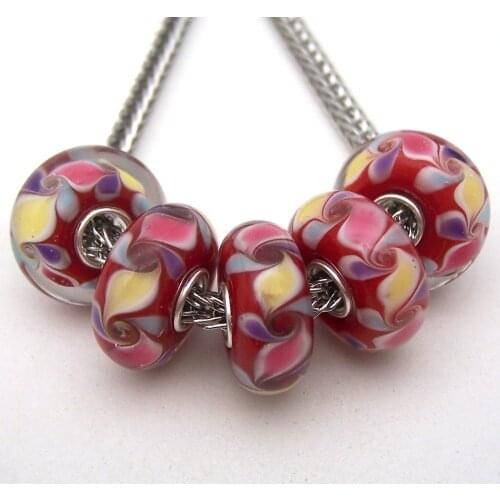 JGWGT 2992 5X 100% Authenticity S925 Sterling Silver Beads Murano Glass beads Fit European Charms Bracelet diy jewelry Lampwork