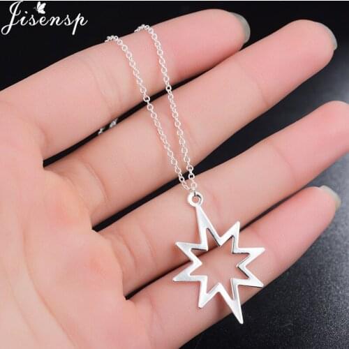 Jisensp Bohemian Style Geometric Hallow Star Necklace for Girls Long Chain Choker Necklaces Jewelry Gifts Collar Colar