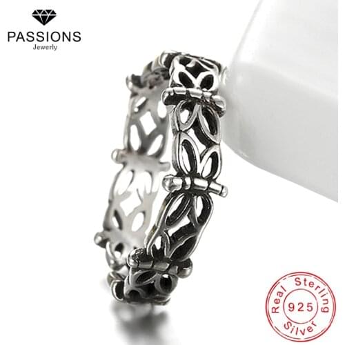 New Vintage Antique 925 Sterling Silver Dragonfly Rings Open Wide Adjustable Street Style Rings Woman Fashion Jewelry Ring Gift