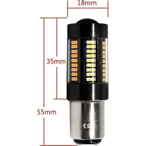 2Pcs Dual Color 1157 BAY15D LED 4014 66SMD T20 7443 LED White Yellow Switchback Bulbs Car Brake Lamp Front Turn Signal Light DRL