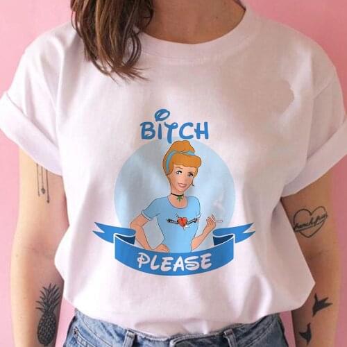 T-shirt For Disney Cinderella Summer 2021 Funny Bad Girl Princess Style Women Shirt Vogue Edgy Ladies T Shirt Personalized
