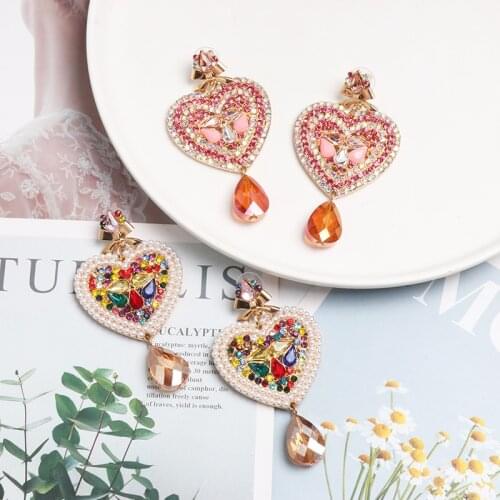 FASHIONSNOOPS Love Heart Earrings For Women Female Statement Earrings Fashion Jewelry Women Vintage Bohemian Drop Earrings Gifts