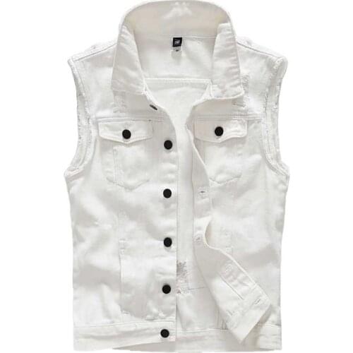 New Fashion Trend Denim Waistcoat Mens Casual Korean Style Slim Streetwear Plus Size 5XL Vest Male Clothing