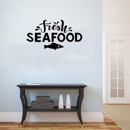 Seafood Wall Sticker Fish Wall Decal For Restaurant Beach Bar Sign Window Home Decoration Kitchen Room Vinyl Mural DW11374